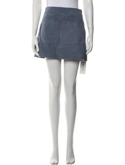 Pre-owned Tanya Taylor Goat Leather Mini Skirt In Blue
