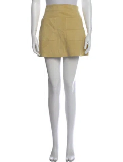 Pre-owned Tanya Taylor Goat Leather Mini Skirt In Neutral