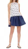 Tanya Taylor Grace Eyelet Drop-waist Mini Dress In Blue