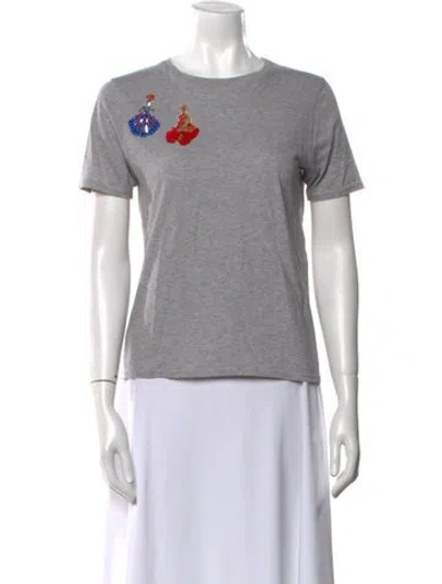 Pre-owned Tanya Taylor Graphic Print Crew Neck T-shirt In Gray