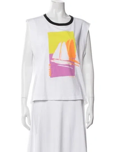 Pre-owned Tanya Taylor Graphic Print Crew Neck T-shirt In White