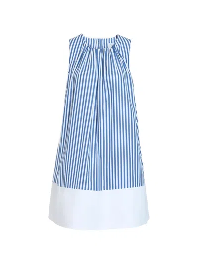 Tanya Taylor Hallie Striped A-line Mini Dress In Blue