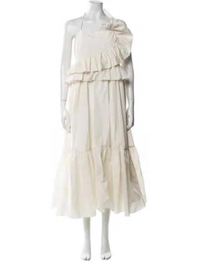Pre-owned Tanya Taylor Halterneck Long Dress In White