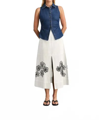 Tanya Taylor Hanelle Denim Top In Classic Indigo Blue