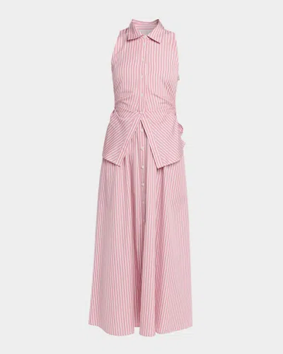 Tanya Taylor Hannah Sleeveless Striped Shirtdress In Pink