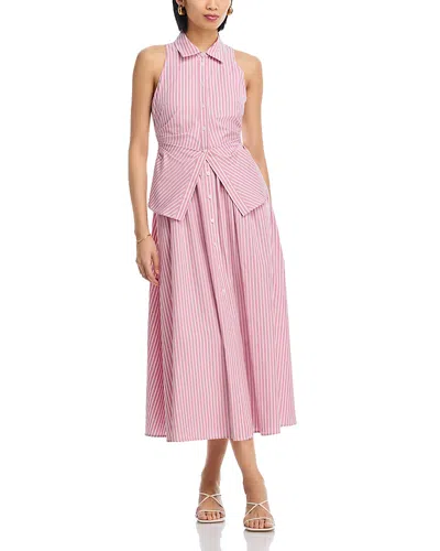 Tanya Taylor Hannah Striped Tie Back Dress In Pink