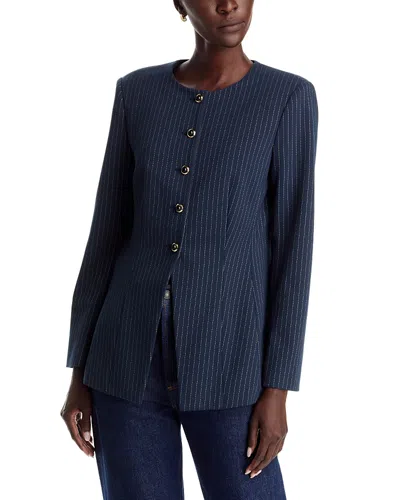 Tanya Taylor Heather Button Up Blazer In Blue