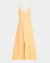 Tanya Taylor Hendrix Floral Sequined A-line Midi Dress In Cantaloupe