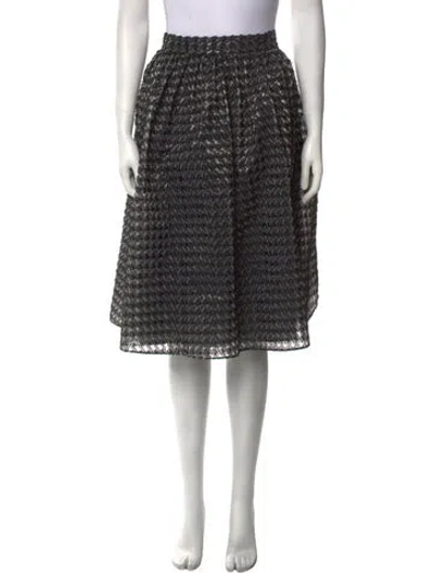 Pre-owned Tanya Taylor Houndstooth Print Knee-length Skirt W/ Tags In Black