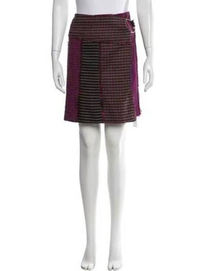 Pre-owned Tanya Taylor Houndstooth Print Mini Skirt In Green