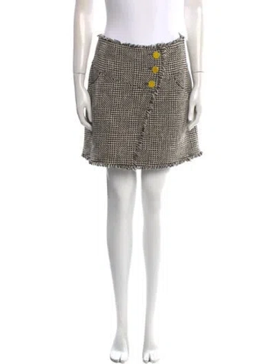 Pre-owned Tanya Taylor Houndstooth Print Mini Skirt W/ Tags In Black