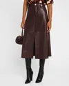 Tanya Taylor Hudie Vegan Leather Skirt In Oxblood