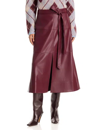 Tanya Taylor Hudley Faux Leather Midi Skirt In Red