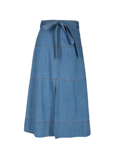 Tanya Taylor Hudley Midi Skirt In Blue