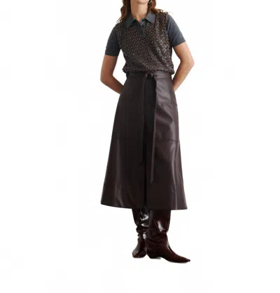 Tanya Taylor Hudley Vegan Leather Midi Skirt In Brown