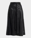 Tanya Taylor Hudley Vegan Leather Midi Skirt In Black