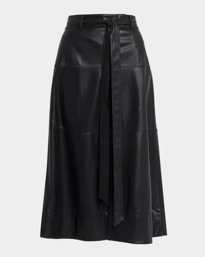 Tanya Taylor Hudley Vegan Leather Midi Skirt In Black