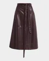 Tanya Taylor Hudley Vegan Leather Midi Skirt In Brown