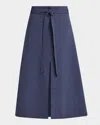 Tanya Taylor Hudson A-line Midi Skirt In Dark Chambray