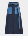 Tanya Taylor Hudson Belted A-line Midi Skirt