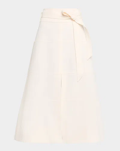 Tanya Taylor Hudson Belted A-line Midi Skirt In White