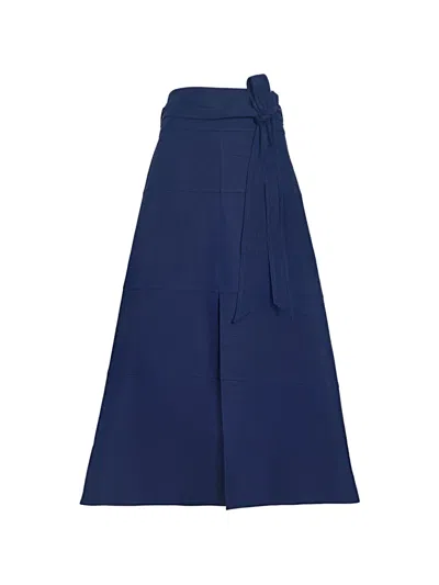 Tanya Taylor Hudson Belted Skirt In Blue