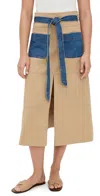 Tanya Taylor Hudson Skirt Dark Khaki W/ Medium Indigo In Brown