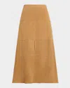 Tanya Taylor Hudson Suede Midi Skirt In Neutral