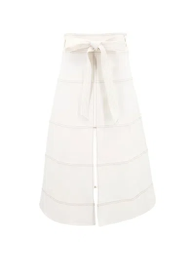 Tanya Taylor Hudson Topstitched Skirt In Neutral