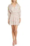 Tanya Taylor Imogen Floral Long Sleeve Minidress In White In White