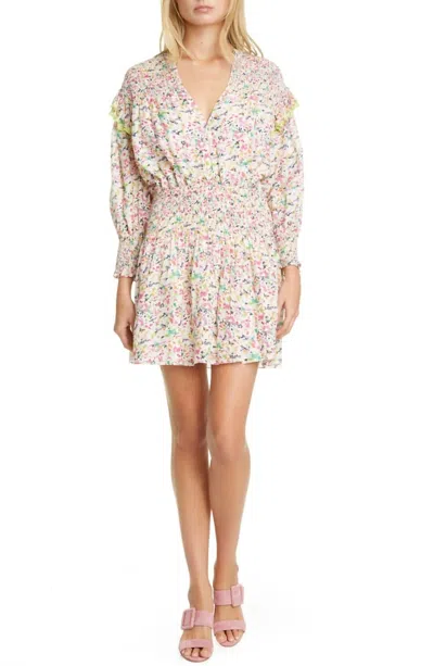 Tanya Taylor Imogen Floral Long Sleeve Minidress In White