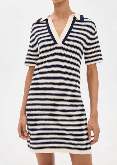 Tanya Taylor Joni Mini Dress In Blue Cream Stripe In Multi