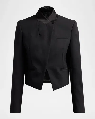 Tanya Taylor Julie Asymmetric Cropped Blazer In Black