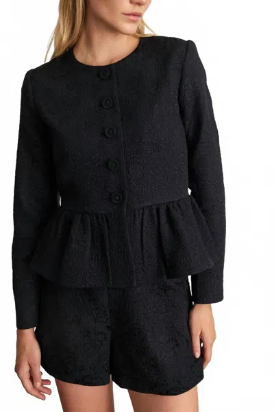 Tanya Taylor Karleigh Luxe Cloque Jacquard Jacket In Black