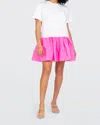 Tanya Taylor Katlyn T-shirt Dress In Optic White/neon Pink