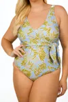 Tanya Taylor Kelly Wrap One-piece - Plus In Horizon Blue Multi In Multi