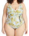 Shop Tanya Taylor Kelly Wrap One-piece In Blue