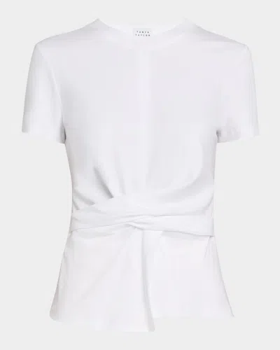 Tanya Taylor Kelsey Short-sleeve Gathered Tee In Optic White