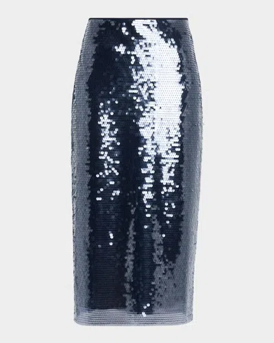 Tanya Taylor Kiah Sequined Midi Skirt In Blue