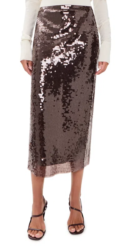 Tanya Taylor Kiah Skirt Dark Fig In Brown