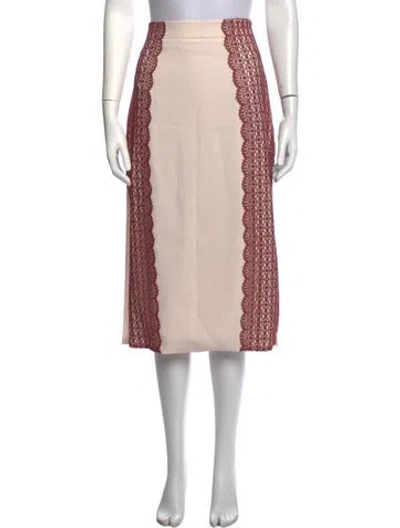 Pre-owned Tanya Taylor Lace Pattern Midi Length Skirt In Pink