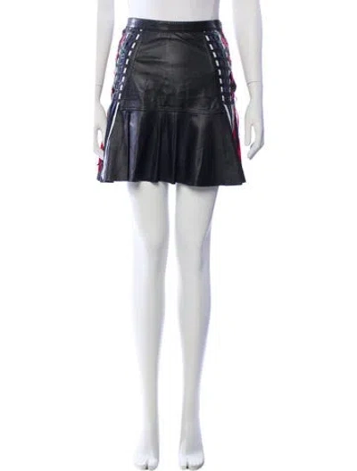 Pre-owned Tanya Taylor Lamb Leather Mini Skirt In Black
