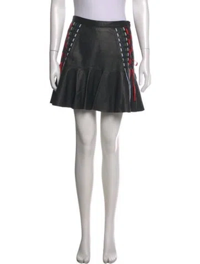 Pre-owned Tanya Taylor Lamb Leather Mini Skirt In Black