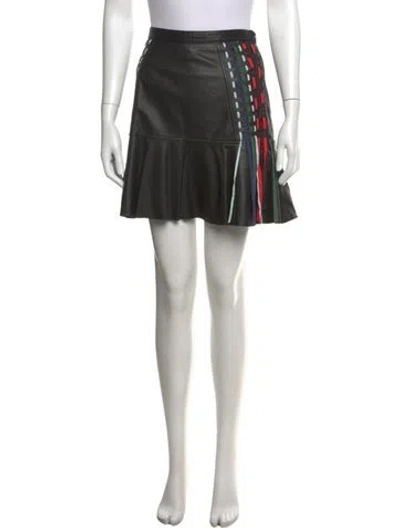 Pre-owned Tanya Taylor Lamb Leather Mini Skirt In Black