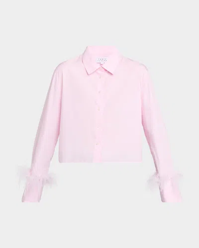 Tanya Taylor Largaux Feathered Button-front Shirt In Pink