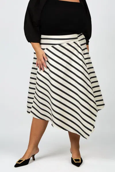 Tanya Taylor Lauryn Asymmetrical Skirt In Black Multi In White