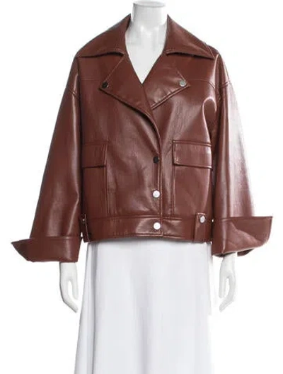 Pre-owned Tanya Taylor Leather Biker Jacket In Brown