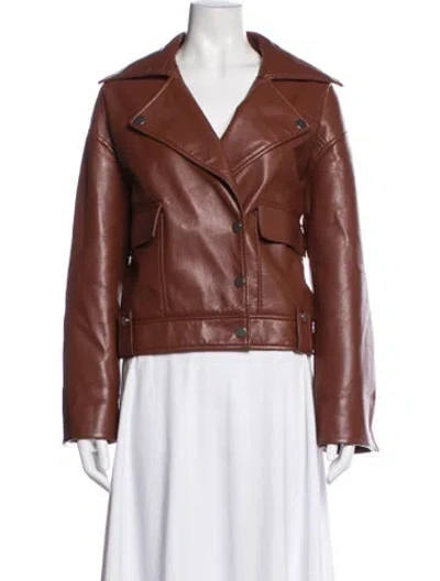 Pre-owned Tanya Taylor Leather Biker Jacket In Brown