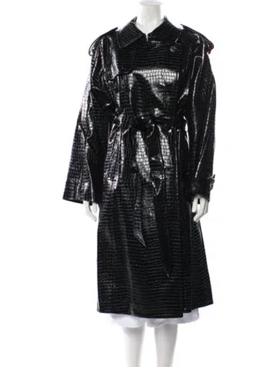 Pre-owned Tanya Taylor Leather Trench Coat In Black