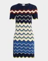 Tanya Taylor Leighton Short-sleeve Wavy Knit Midi Dress
